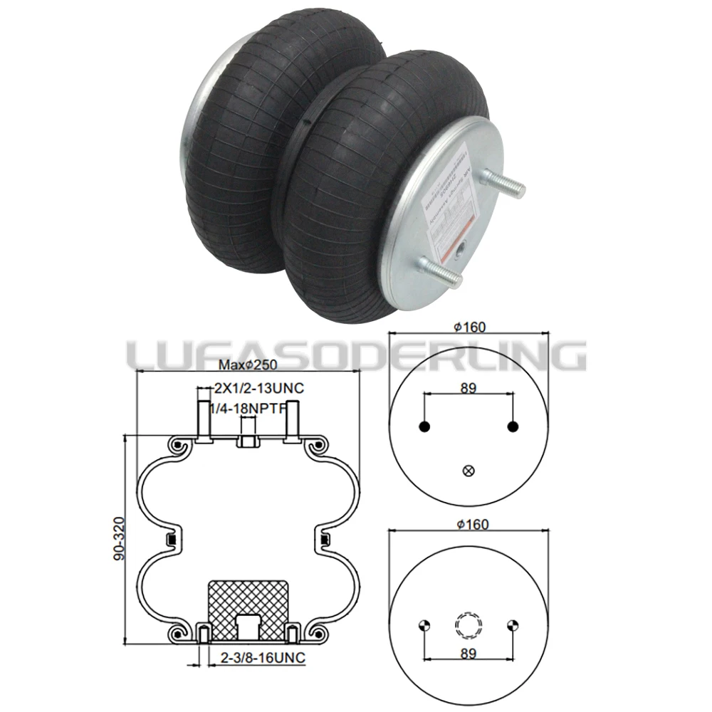 1x Truck Air Suspension Spring Bag Assembly For Firestone W01-358-6905 20F / Contitech FD200-19 315 / Goodyear 2B9-206