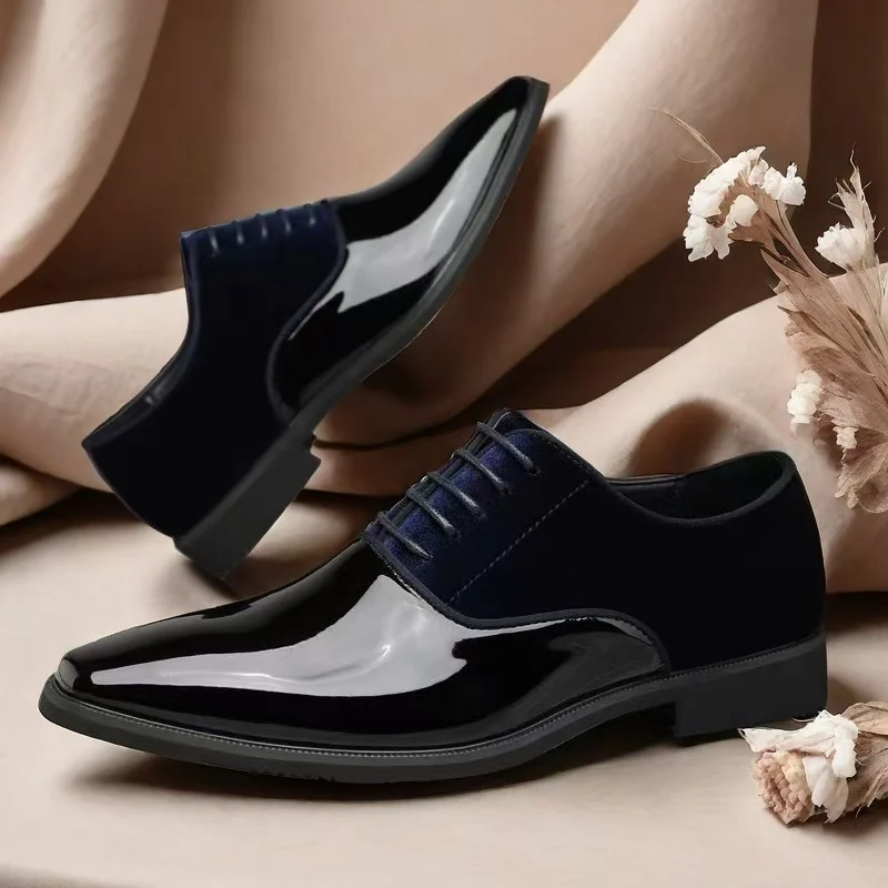 

Мужские классические туфли из лакированной кожи на шнуровке, с острым носком, для офиса и свадьбы, большие размеры, новые