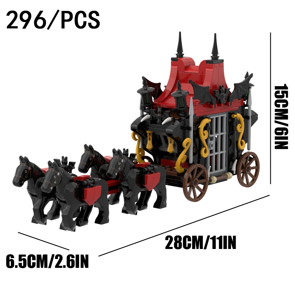 Vampire series Gothic dark block carriage puzzle block set, medieval block scene decoration, boys' holiday gift