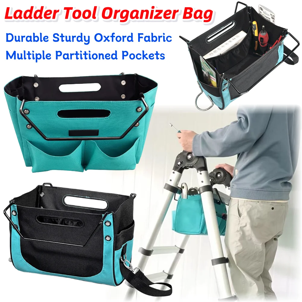Escadas portáteis bolsa ferramenta sem esforço acesso desgaste resistir oxford pano organizador saco grande capacidade dobrável escada pendurado saco