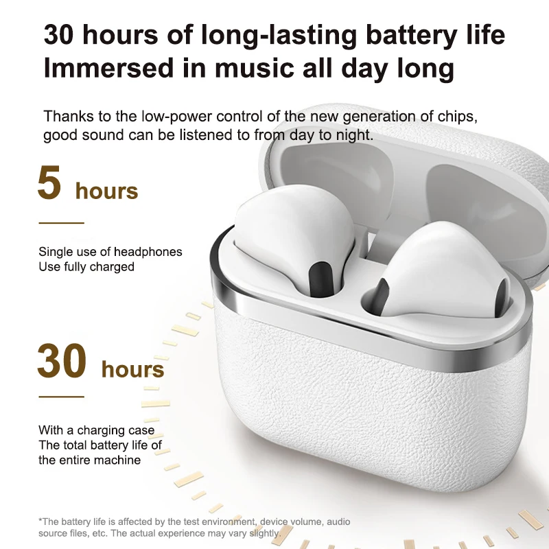 سماعة رأس بخاصية البلوتوث Air Por4 سماعة رأس لاسلكية تعمل بالبلوتوث، حافظة شحن طويلة للتحكم باللمس لجميع الهواتف الذكية #4