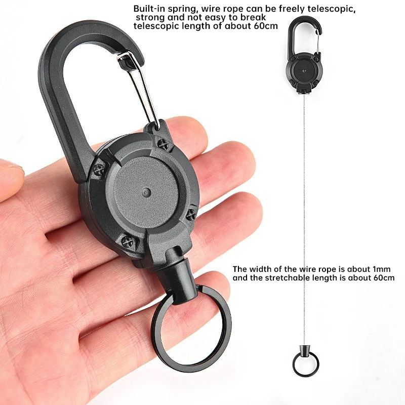 1-20PCS Outdoor Retractable Key Chain Mountaineering Buckle Key Chain Anti-loss Anti-theft High Rebound Metal Easy To Pull