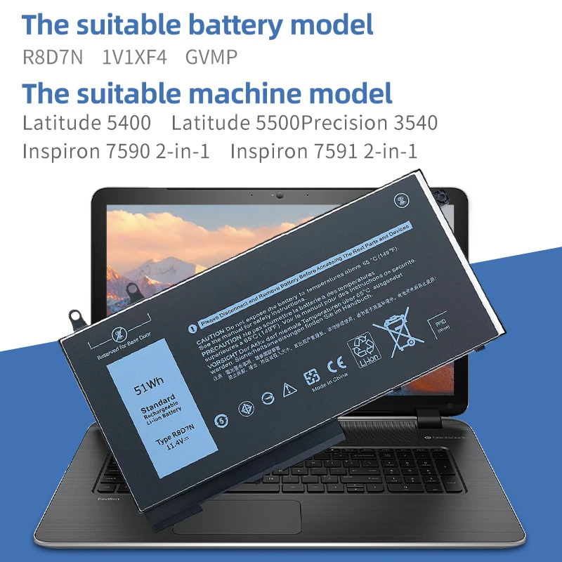 SUOZHAN R8D7N Laptop Battery For Dell Latitude 5400 5500 Precision 3540 Inspiron 7590 7591 7791 2-in-1 Sereis R8D7N 11.4V 51WH - Image 5