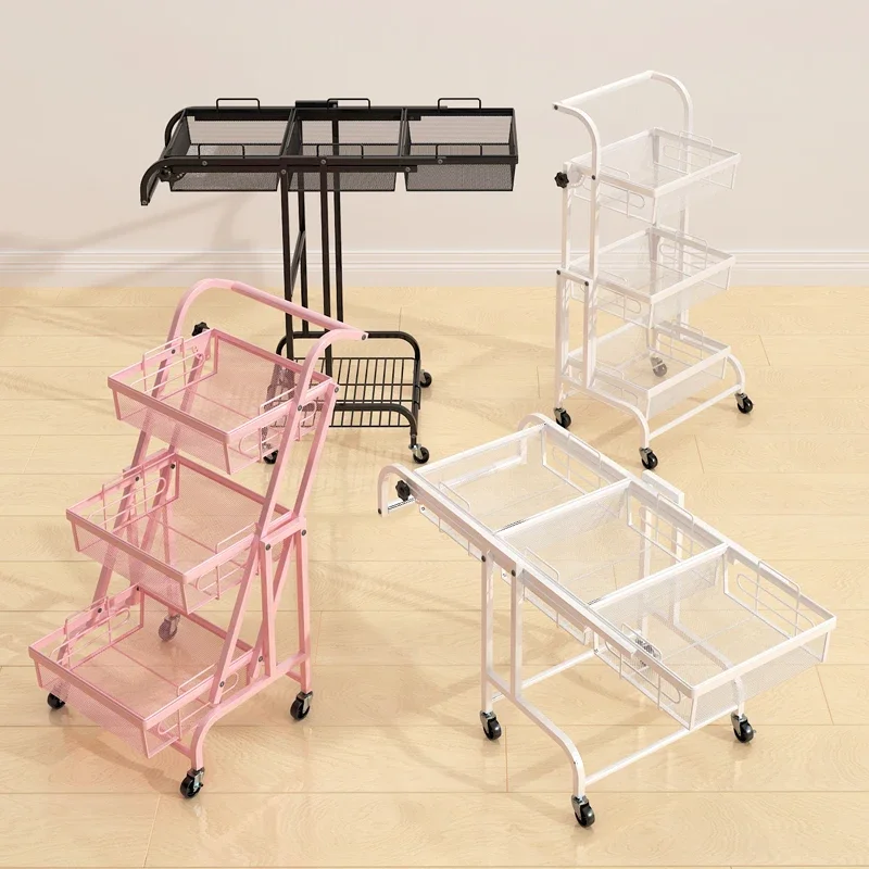 Stretching Small Cart Storage Rack Movable Folding Wheel Deformation Flower Rack Parallel Display Storage 선반 화분 선반 Repisas