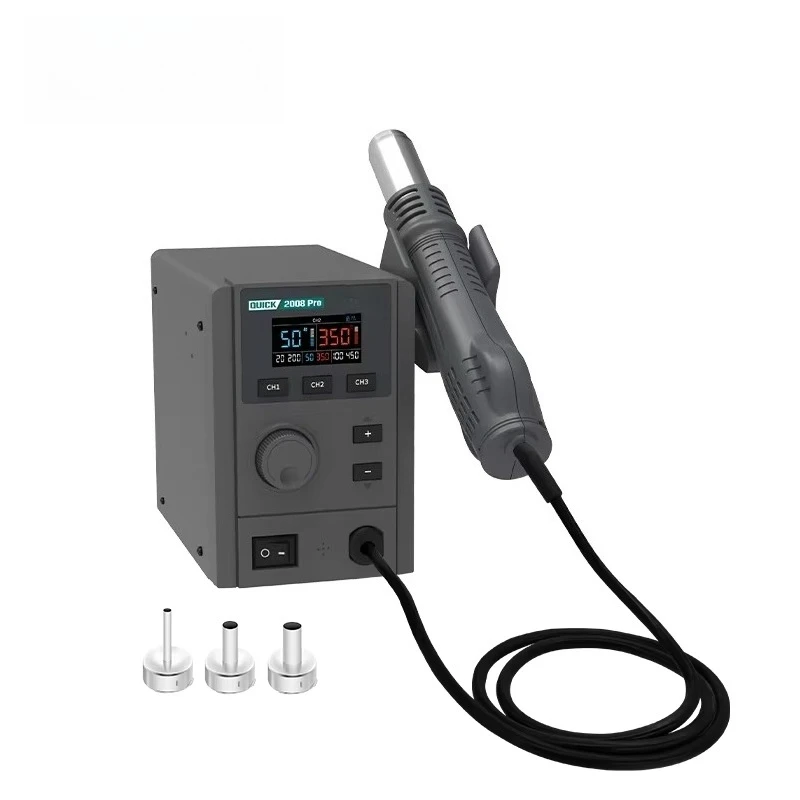 QUICK 2008 Pro 110V/220V 750W Hot Air Soldering Station LED Digital Display Soft Wind Hot Air Heat Gun SMD Rework Station Tool