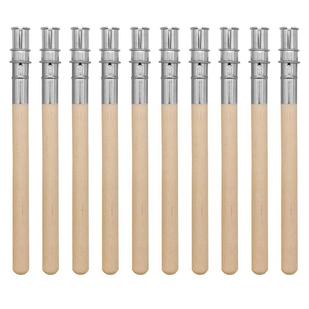 

10Pcs Eyebrow Pencil Extender Metal Wood Universal Short Pencil Lengthen Tool for Brow Sketch Pencils Artists