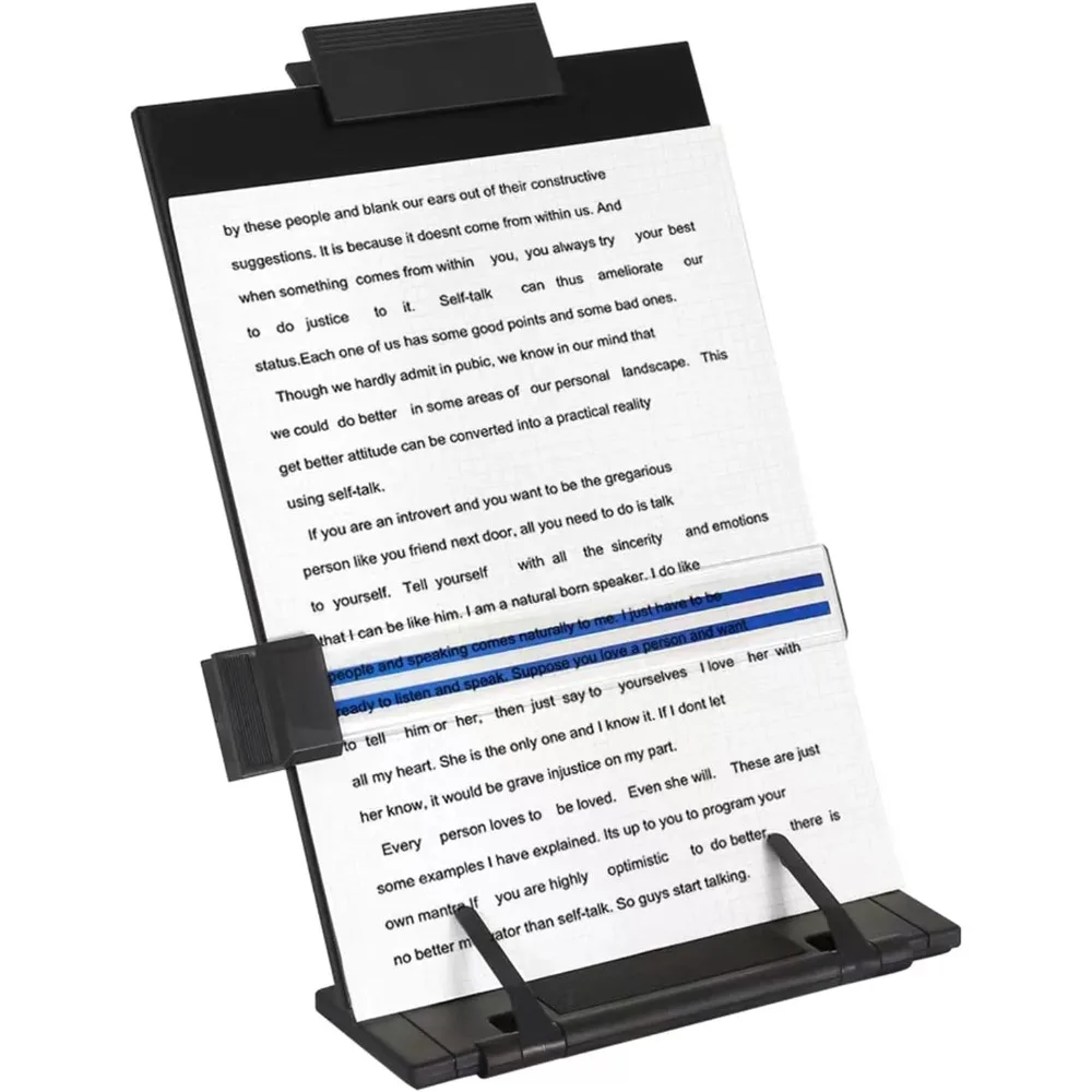 Desktop Document Holder Book Stand 7 Adjustable Angles Metal A4 Copyholder with Line Guide File Organizer for Office Typing