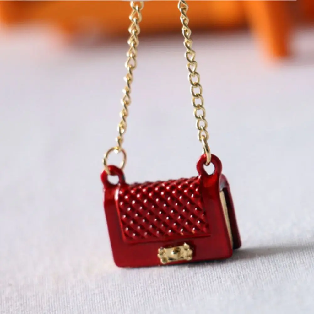 Mochila Bolsa para muñecas Mini mochila Accesorios Modelo en miniatura Mini bolso con cadena de metal Casa de muñecas