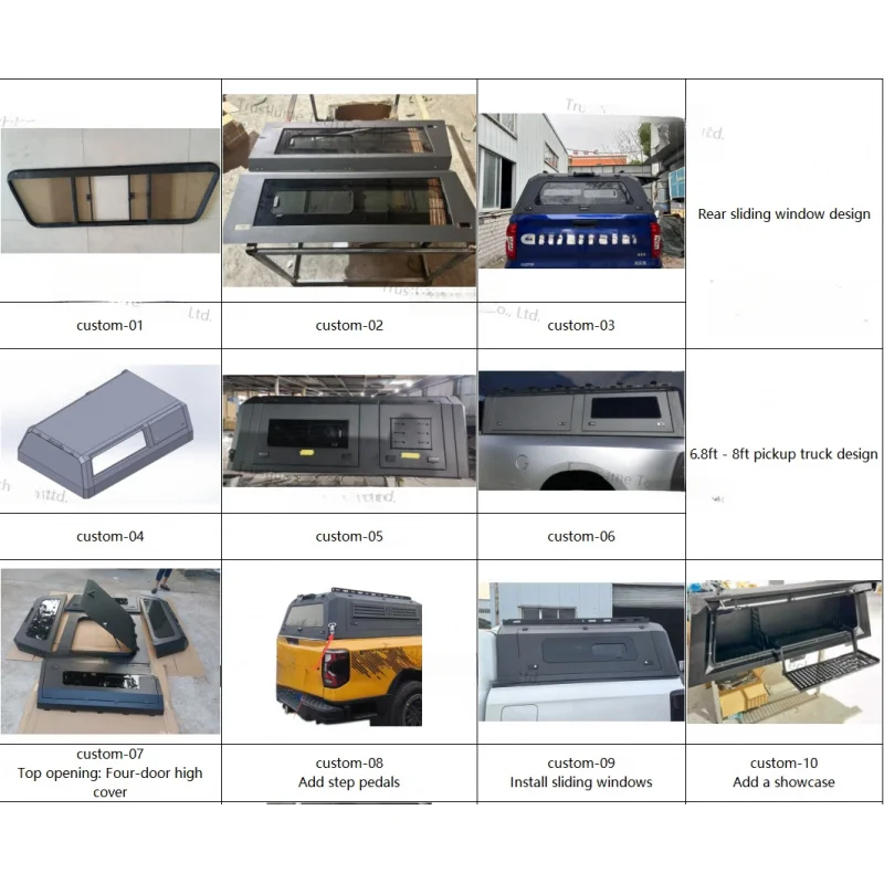 Durable Reinforced Manganese Steel Fully Enclosed Lockable High Profile Truck Bed Canopy Full Waterproof Easy No-Drill Installat