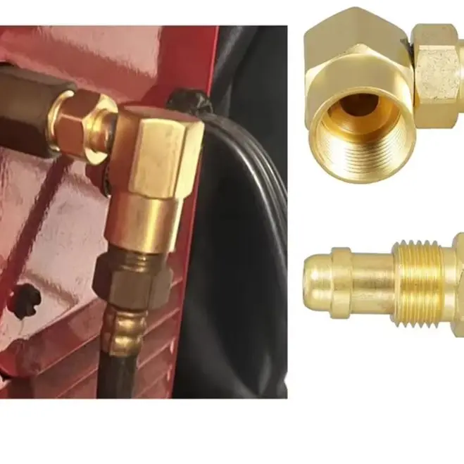 

AW-407 CGA 032 Гайка NIP 032 Корпус 90 градусов Аргоновый соединитель Колено для фрезерного шланга сварщика TIG MIG и безопасное соединение газовой линии