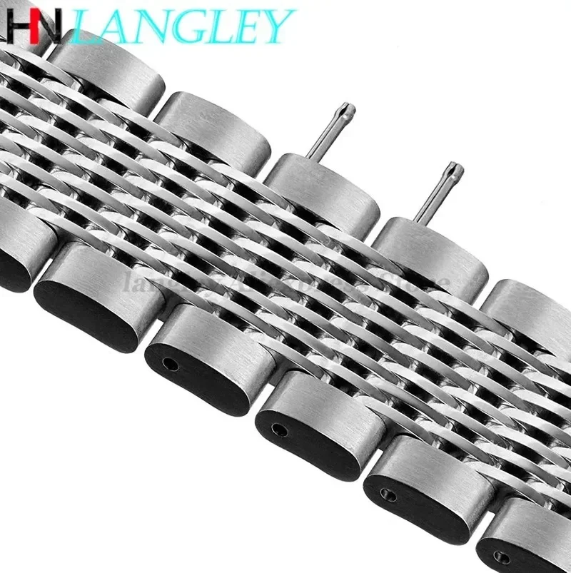 Tali Jam Tangan Baja Tahan Karat Jaring Padat untuk Jam Tangan Menyelam Seiko Gelang Pria 18Mm 20Mm 22Mm 24Mm Gesper Penerapan Disikat/Dipoles