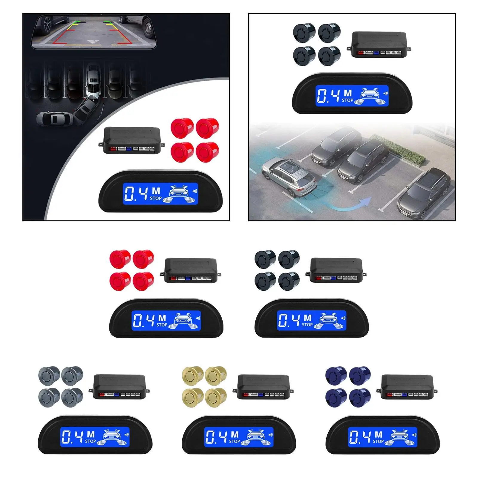 Reverse Backup Sensors Parking Radar System Universal LED Distance Display