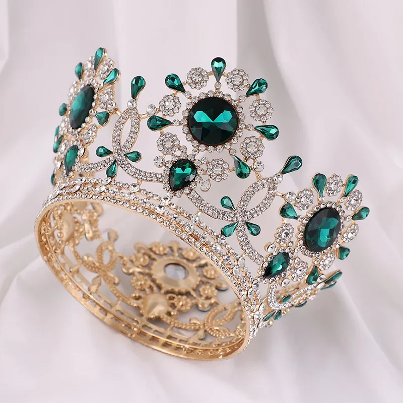 

New Court Style Luxury Bride Headdress Headdress Alloy Full Round Rhinestone Baroque Bride Crown