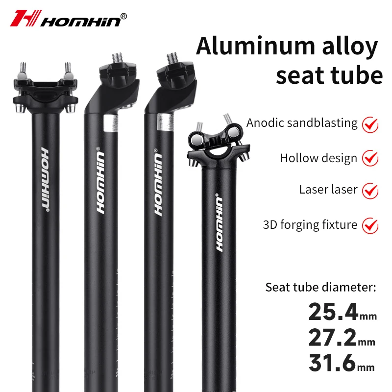 HOMHIN Seatpost 25.4 27.2 31.6mm MTB Bicycle Seatpost 300/350 Aluminum Alloy Mountain Road Bike Seat Tube