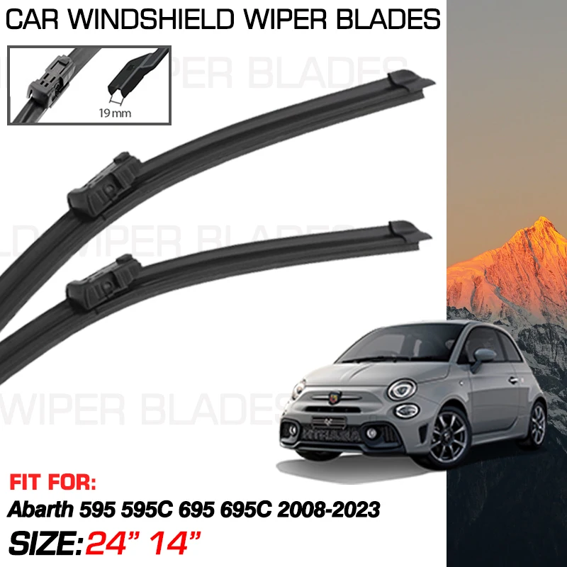 

2x Wiper Blades For Fiat 500 Abarth 595 595C 695 695C 2008-2023 2017 2016 2015 Accessorie Front Windshield Washer Brush Cleaning