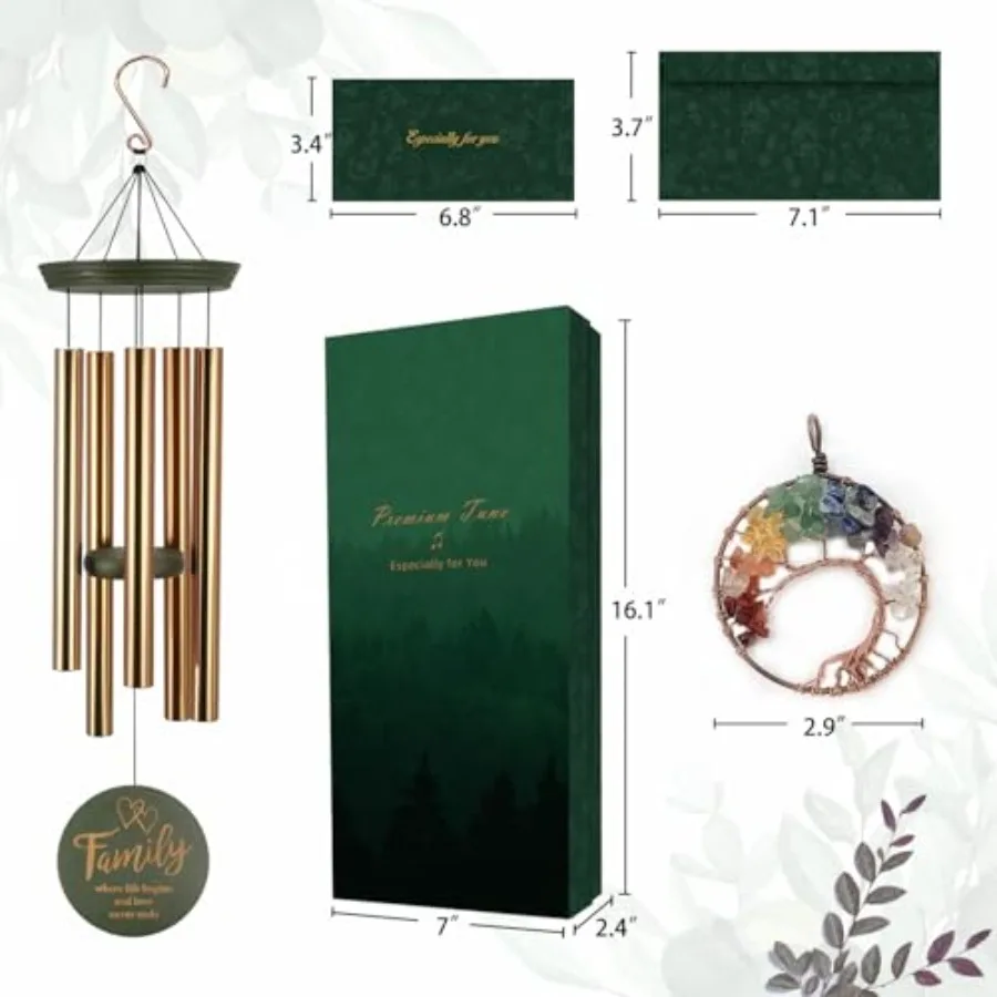 Wind Chimes for Outside, Outdoor Windchimes with Engraved Large Premium Tuned Metal Chimes for Mother/Grandma s, Home and Garde