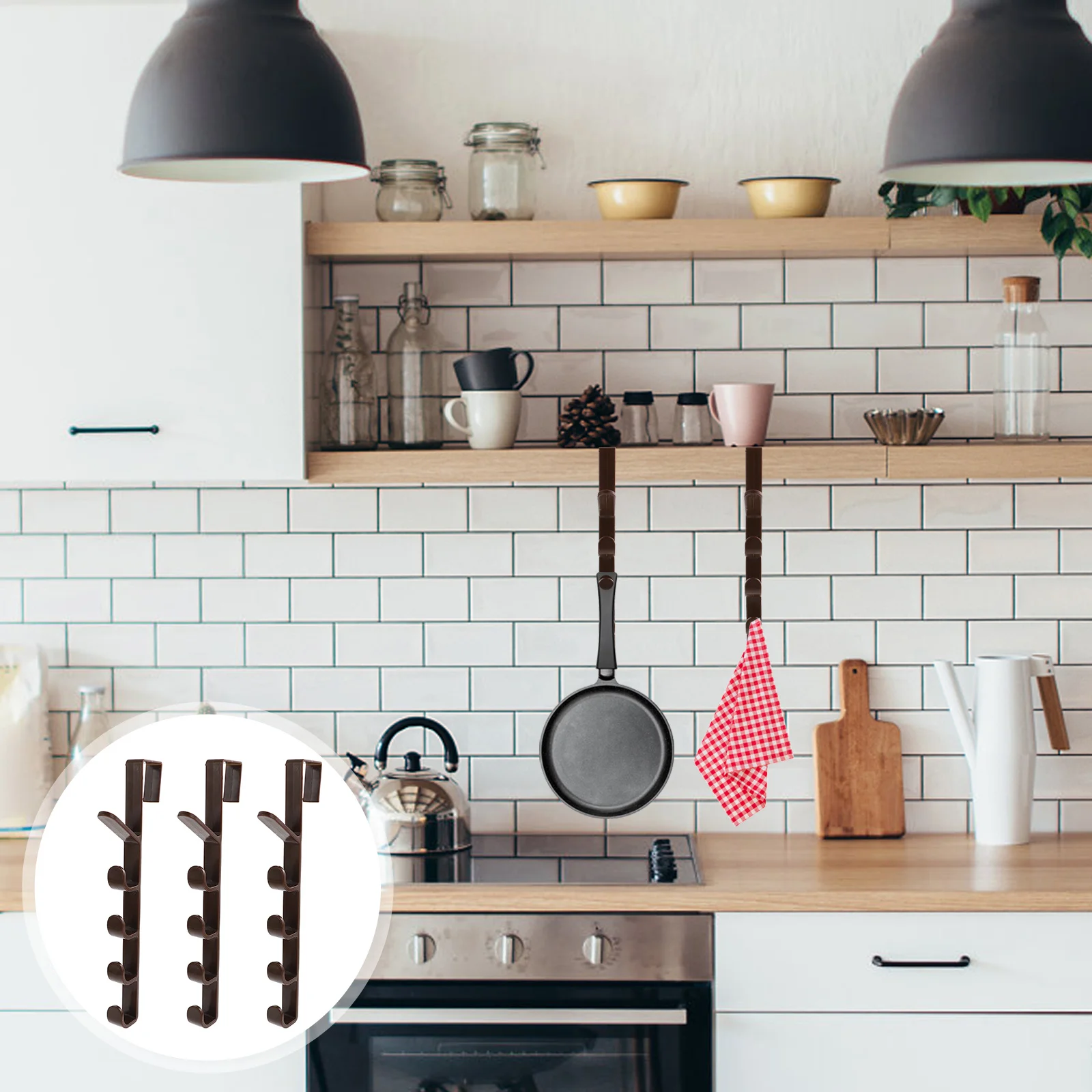 

3 Pcs Door Coat Hook over The Rack Mirror Hanger Key Hooks Wall for Coats Towel Hat