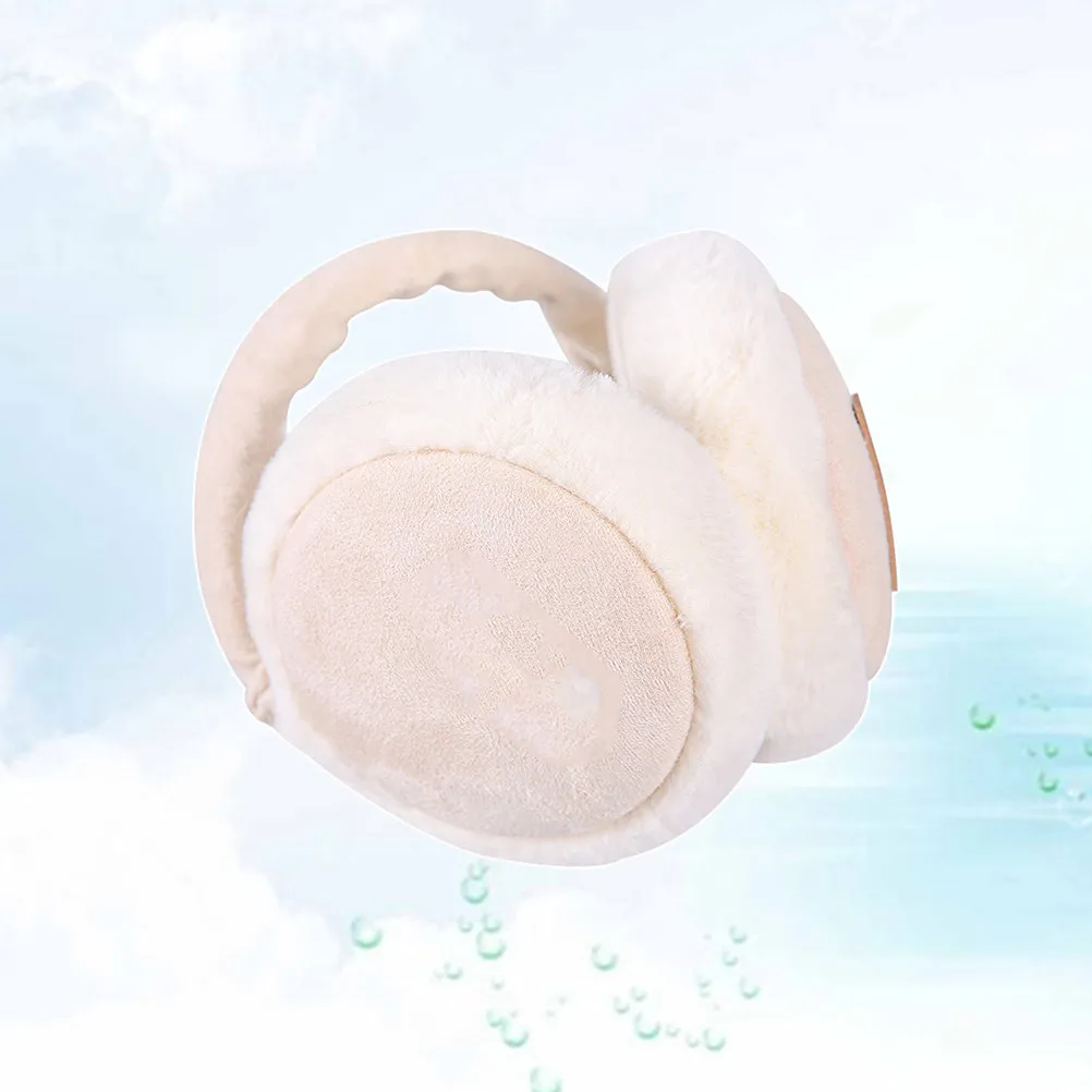 Folding Warm Burger Earmuffs Beige White Comfortable Ear Protection Outdoor Winter Ear Warmer Kids Adults Portable