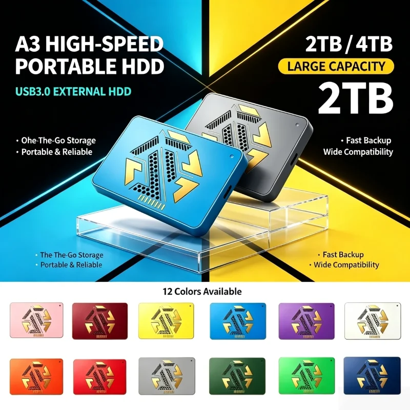 2.5" A3 Series Elements Portable External HDD, New USB3.0  Fast Data Transfer On-the-Go Hard Drive 2TB 4TB