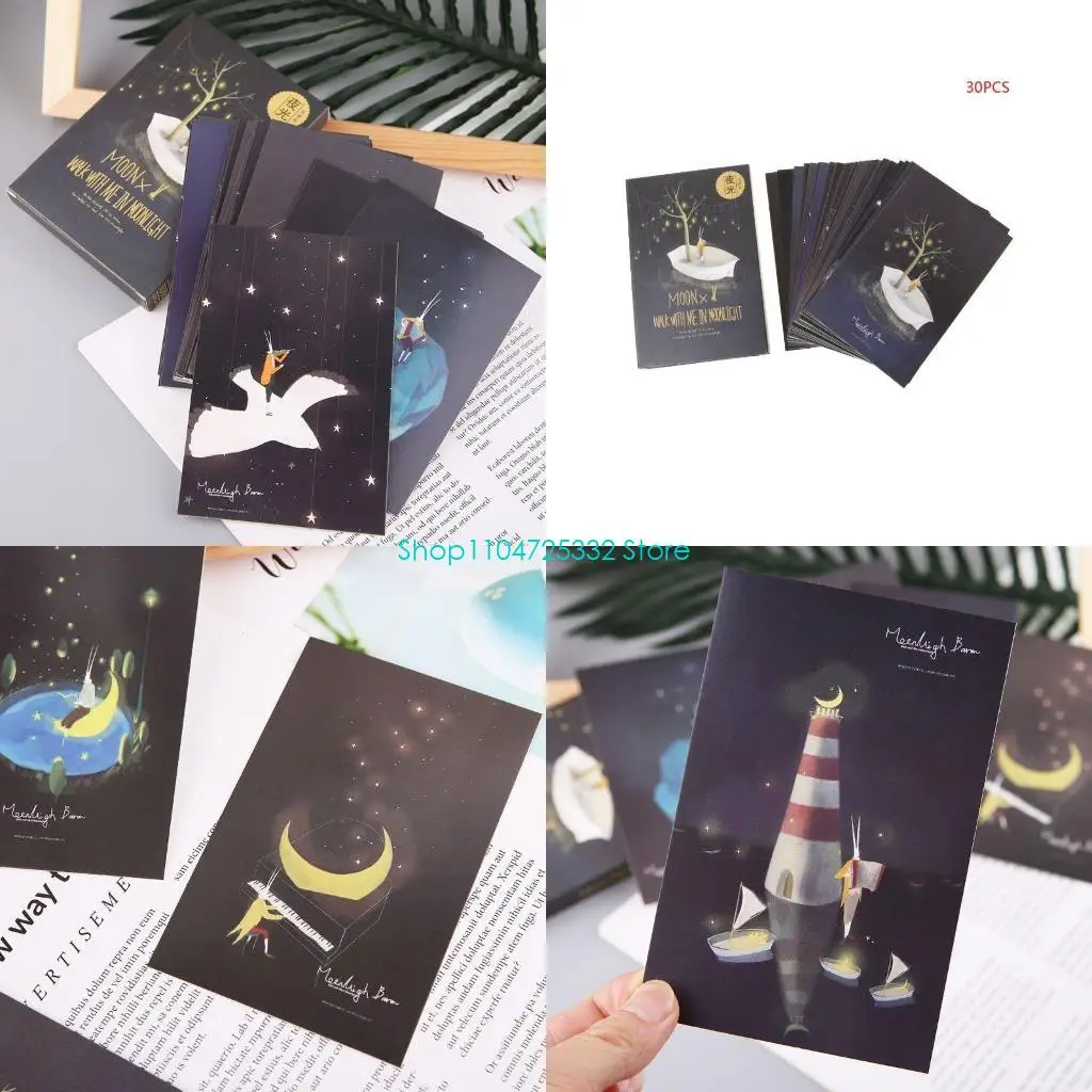 

P5EA 30 шт. винтажная светящаяся открытка светится в темноте лунного света поздравительная открытка N