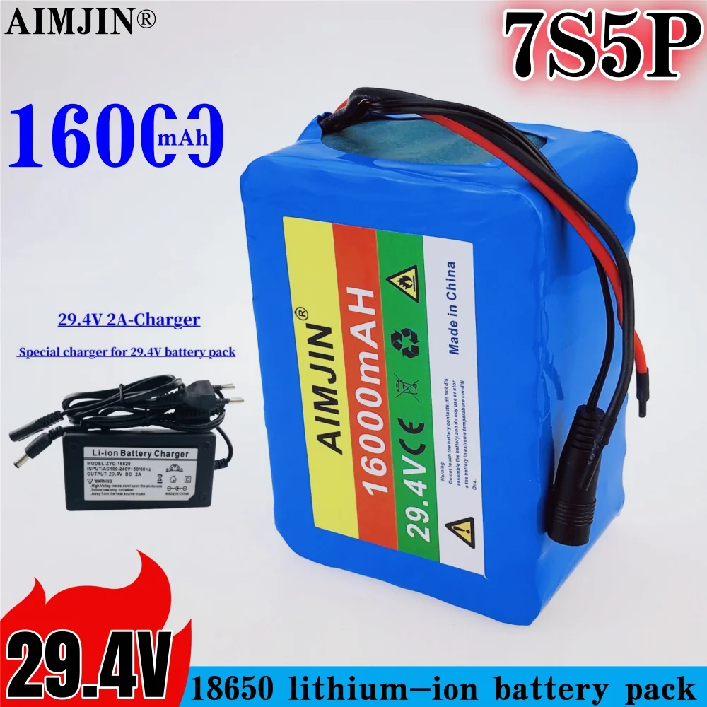 

24v 16ah 7S5P battery pack 15A BMS 500w 29.4V 16000mAh battery pack for wheelchair motor electric power+2A charger