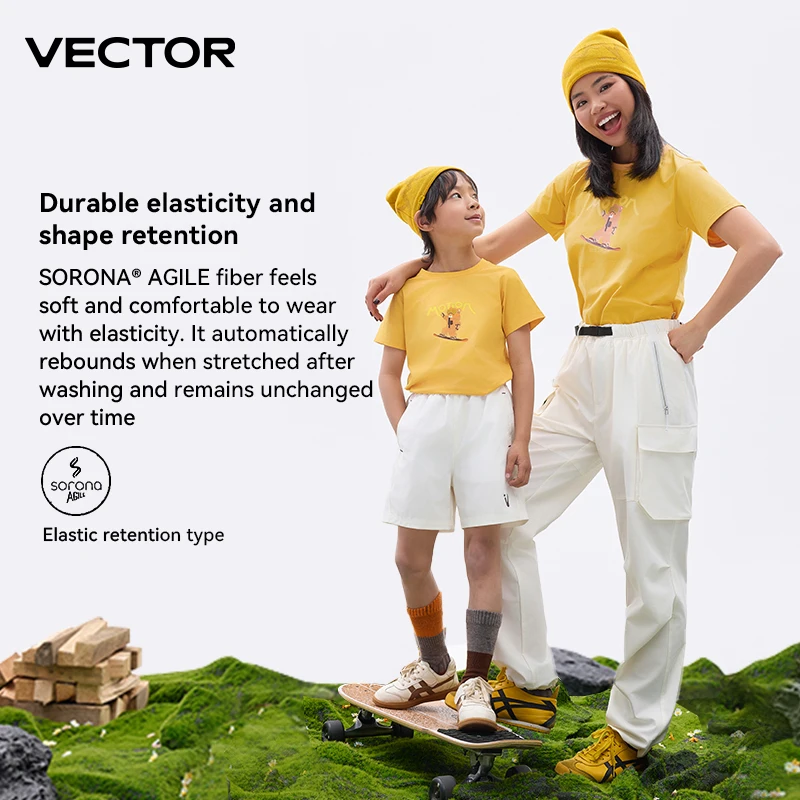 VECTOR T-shirt enfant garçon et fille dessin animé animal 7A antibactérien séchage rapide plage randonnée et escalade