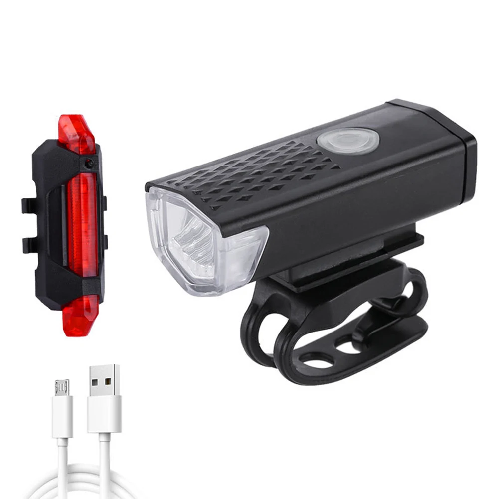 Bike Bicycle Light USB LED Rechargeable Set MTB Road Bike Front Back Headlight Lamp Flashlight Cycling Light Cycling Accessories