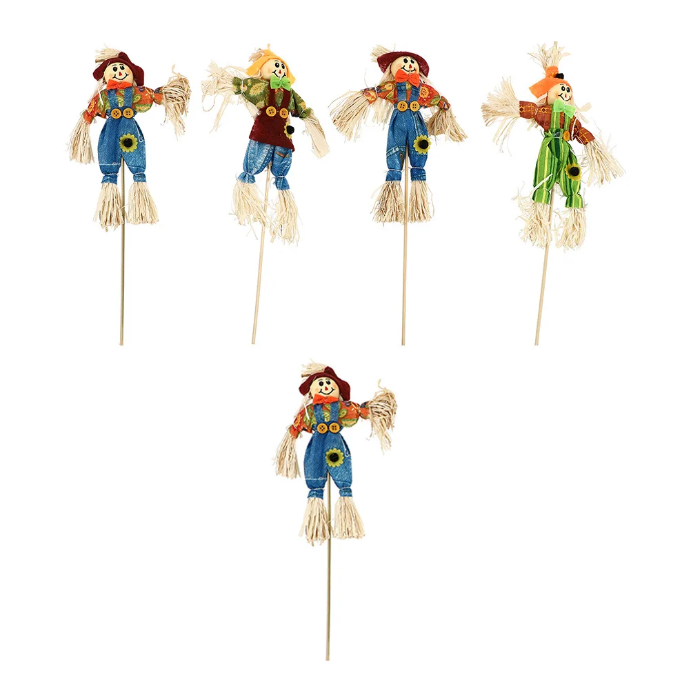 

5Pcs Pumpkin Scarecrow Decor Multi-Color Halloween Garden Scarecrows Creative Yard Decoration for Halloween Party Ornament
