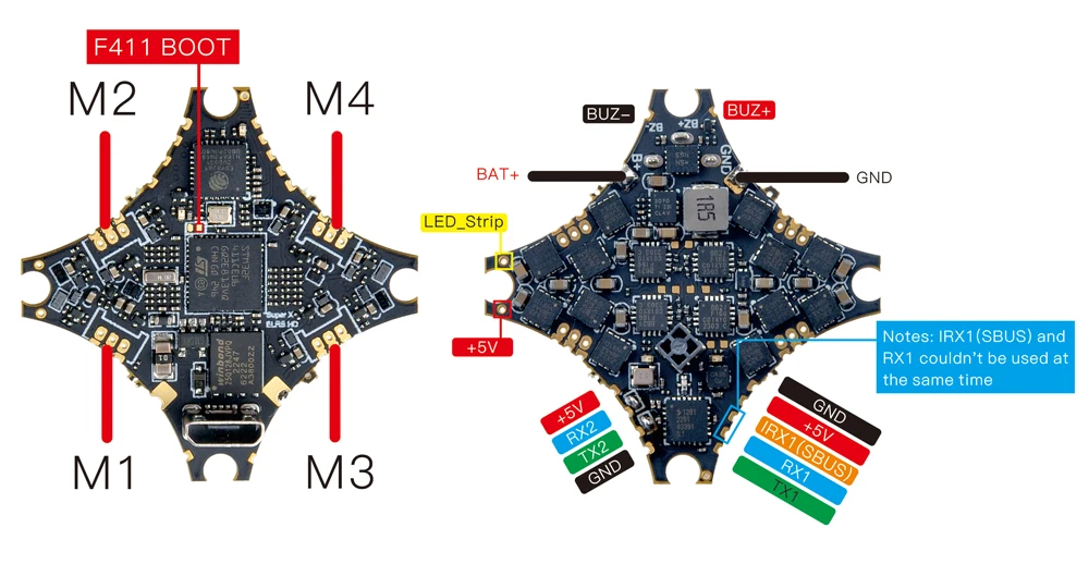 HappyModel SuperX HD ELRS 1-2S AIO Flight Controlelr Built-in 12A ESC UART ELRS V3 RX