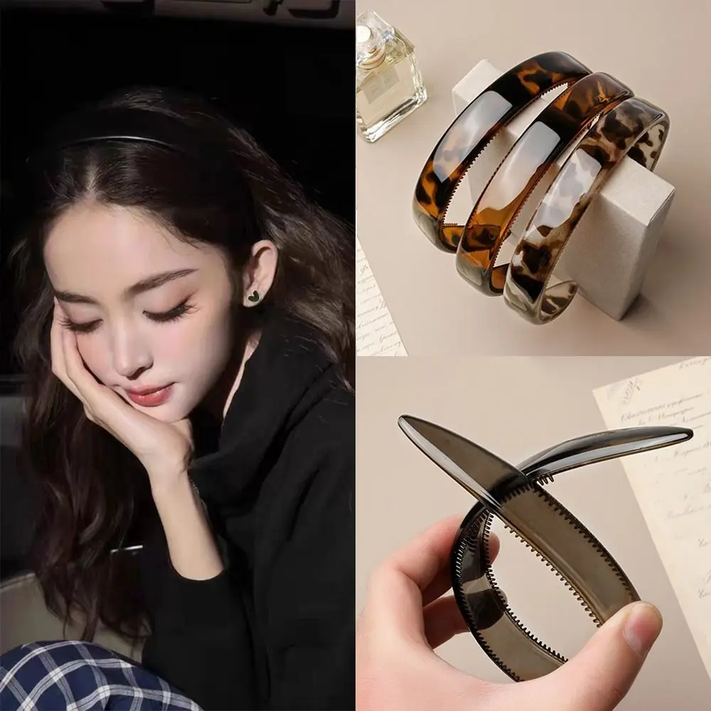 Retro Acetate Leopard Hair Hoop Non-slip Teeth Tortoiseshell Hair Accessories Hair Styling Women Headband Daily Wear view 2