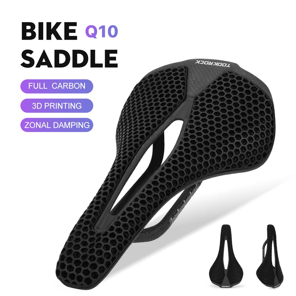 Q10 3D Printed Bicycle Saddle Ultralight Carbon Fiber Hollow Comfortable Breathable Gravel Road bike Cycling Seat Parts