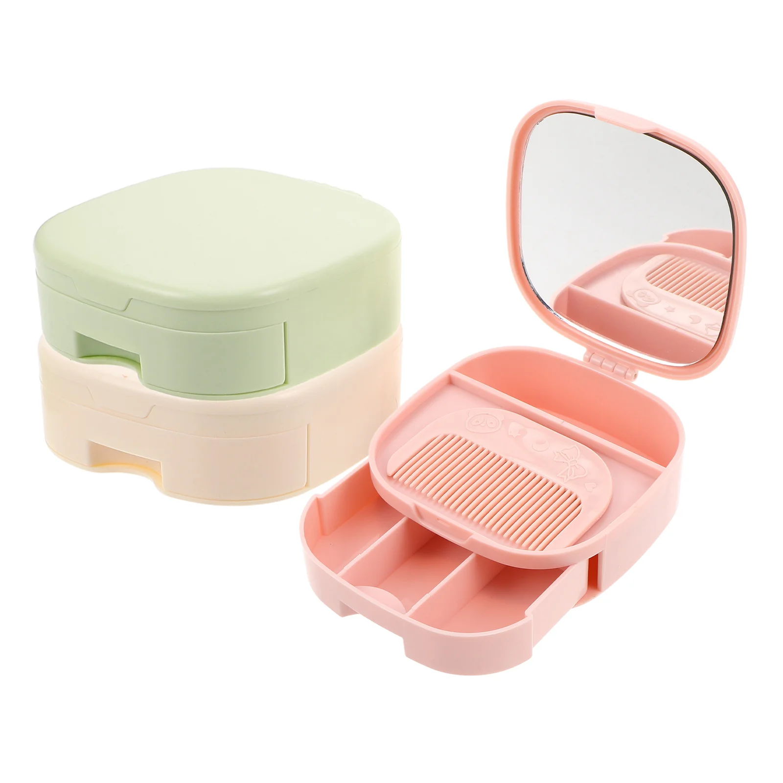 

3Pcs Multi-Layer Vanity Mirror Desk Makeup Organizer Travel Case Desktop Storage Drawer Mirror Compact Makeup Vanity