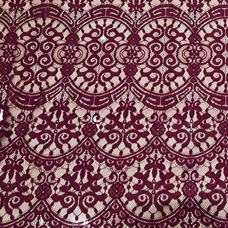 3 Meters Wine Color African French Eyelash Lace Fabric Width 1.5Meters Use for  Dress Fabric