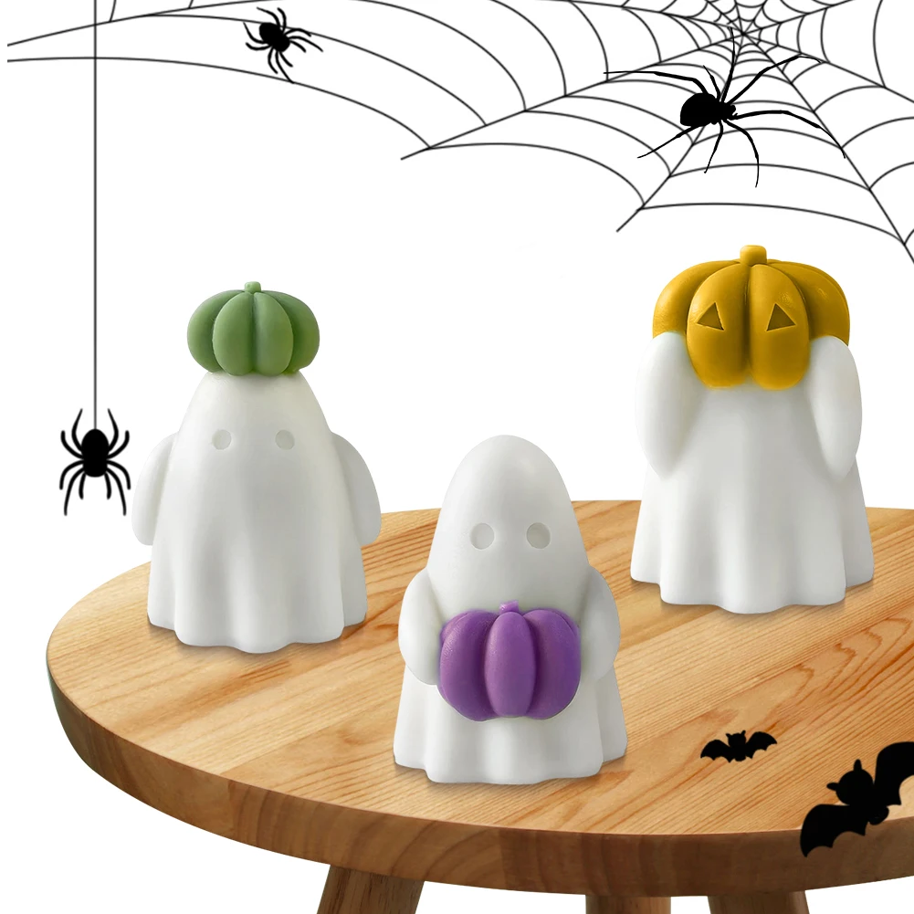 

Halloween Ghost Candle Mold DIY Pumpkin Ghost Decorations Silicone Mold Plaster Mold for Spooky Party Decor and Handmade Gifts