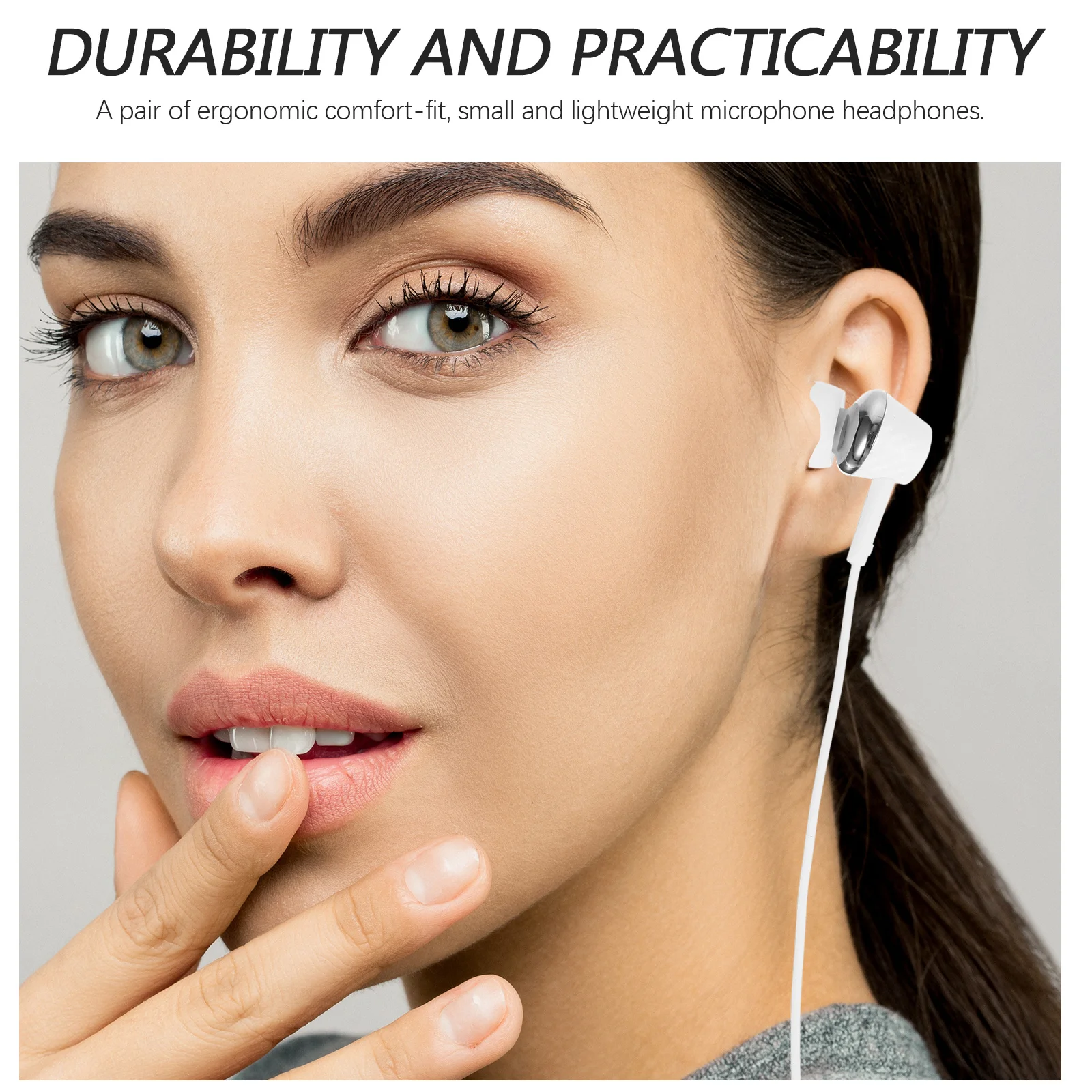 1 セット ワイヤー制御ベース インイヤー ヘッドフォン シルバー 耐久性のあるマイク イヤフォン 軽量 コンフォートフィット インイヤー タイプ イヤホン ギフト