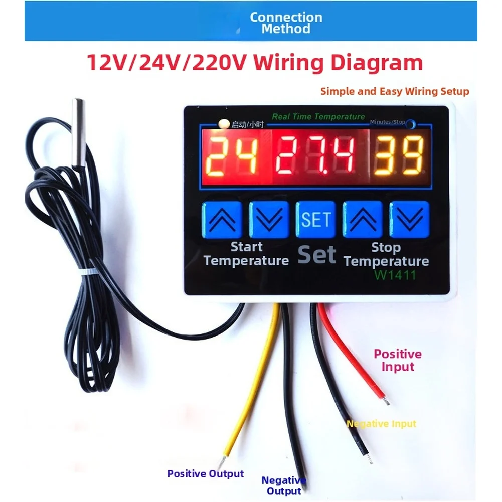 XH-W1411 Digital Temperature Controller -55-120C Heating Cooling Thermostat Switch With Timer For Industrial Aquarium Incubator