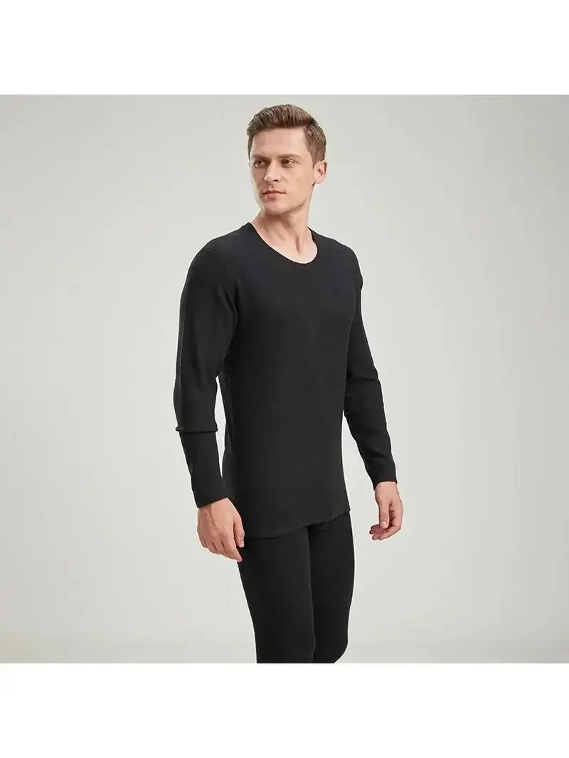 Men's thermal underwear with fleece autumn clothes and pants thickened fleece double-layer set