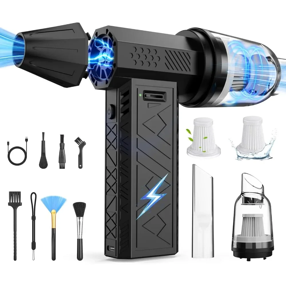 

High Speed 2 in 1 Compressed Air Duster Vacuum 180000RPM 100 Gear Adjustable 8000mAh Rechargeable Blower