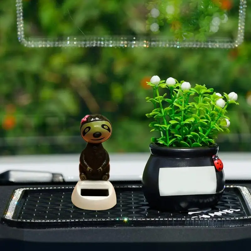 Car Dashboard Bobblehead Toy Solar Powered Sloth Solar Powered Shaking Hand Doll Sloth Animated Bobble Dancer for Car Table Home