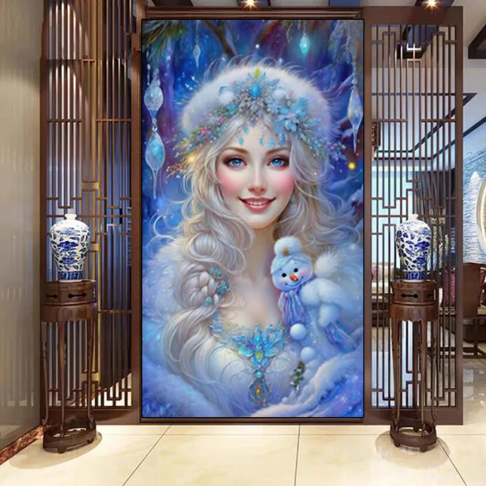 

DIY Diamond Painting Christmas Women's Wall Decoration Full Rhinestone Mosaic Cross Embroidery Kit Christmas Snowflake Mosaic