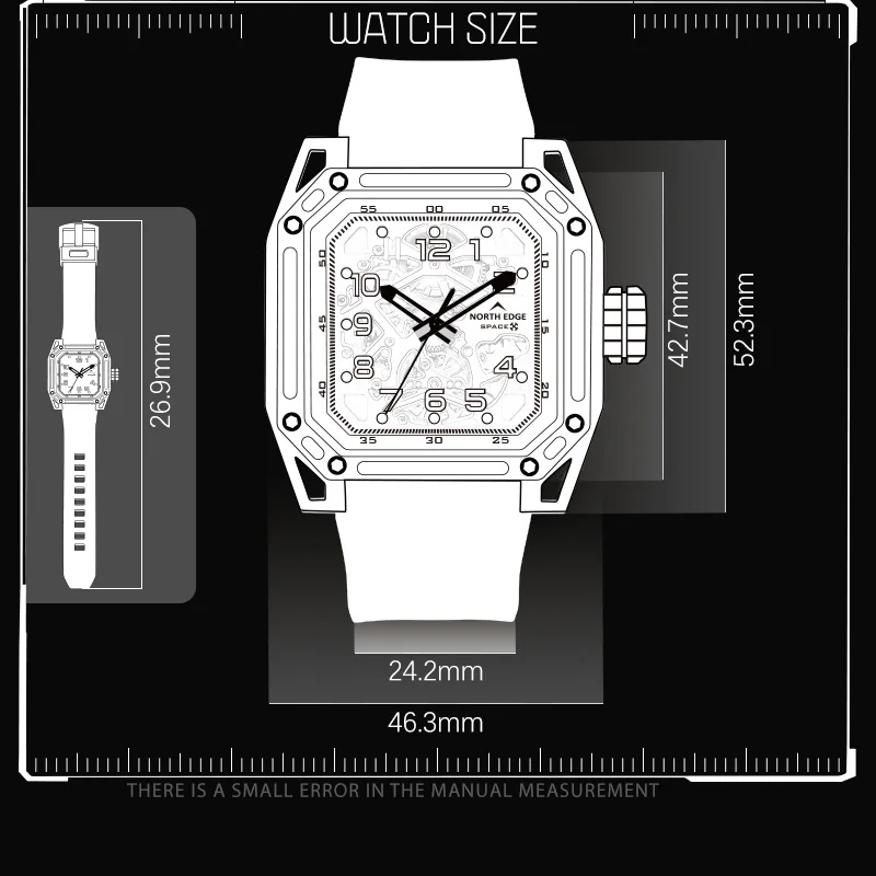 NORTH EDGE New Mechanical Watches For Bussiness Men ST2551 Automatic Watch Luxury Skeleton Stainless Steel 10Bar Waterproof 2022