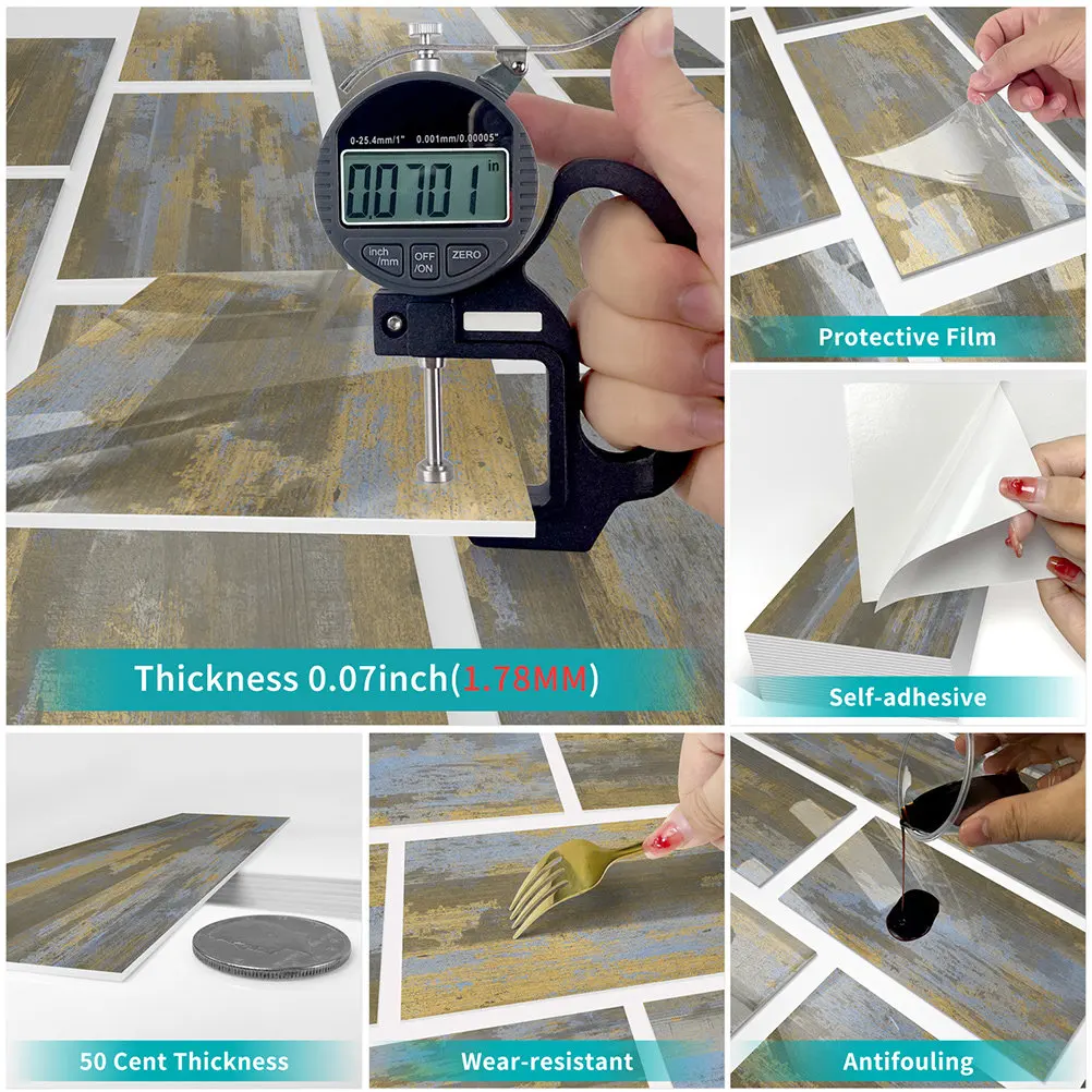 16 Pcs Decorative Tile Stickers Backsplash for Kitchen Wall Bathroom Self Adhesive