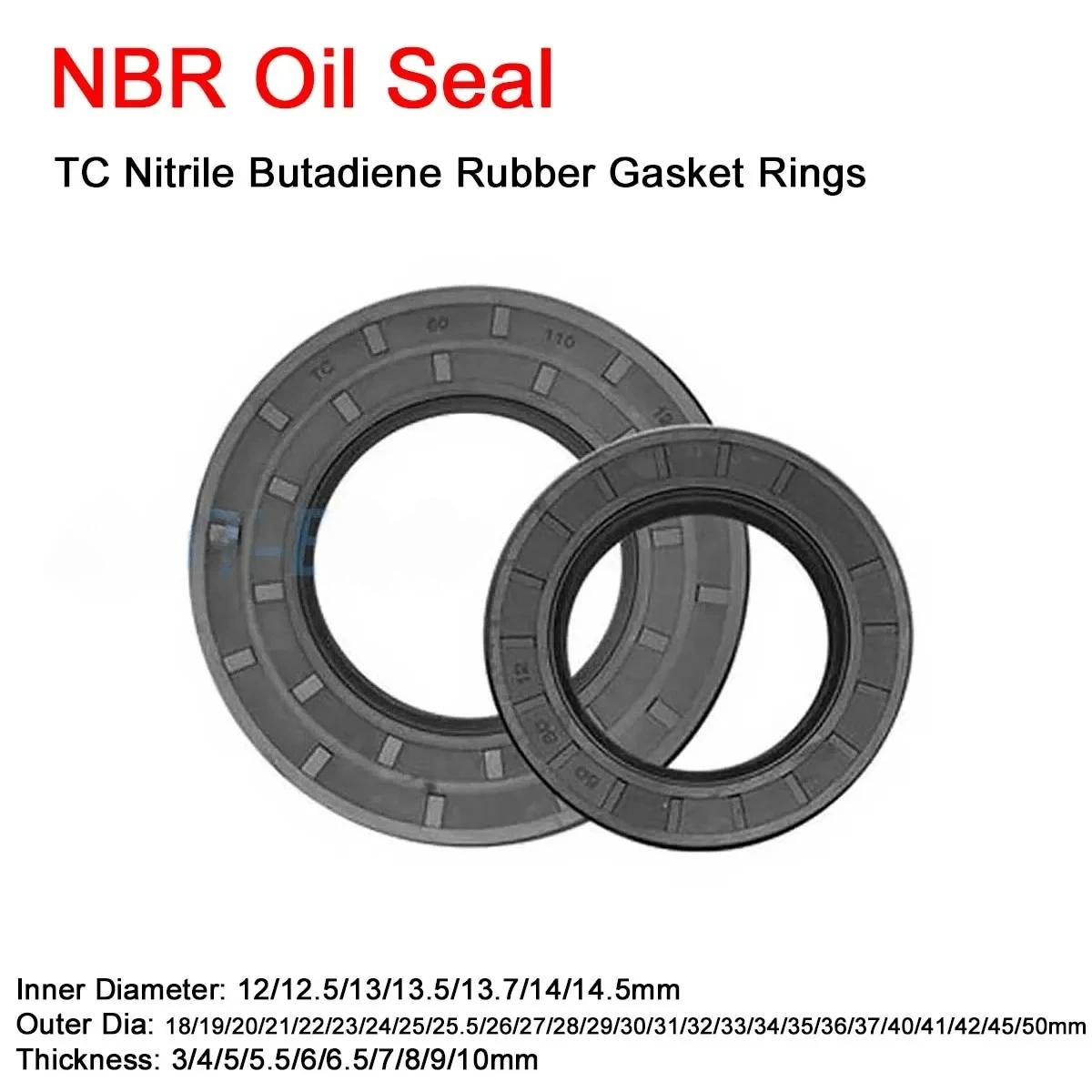 

NBR Framework Oil Seal TC Nitrile Butadiene Rubber Gasket Rings Cover Double Lip with Spring ID 12/12.5/13/13.5/13.7/14/14.5mm