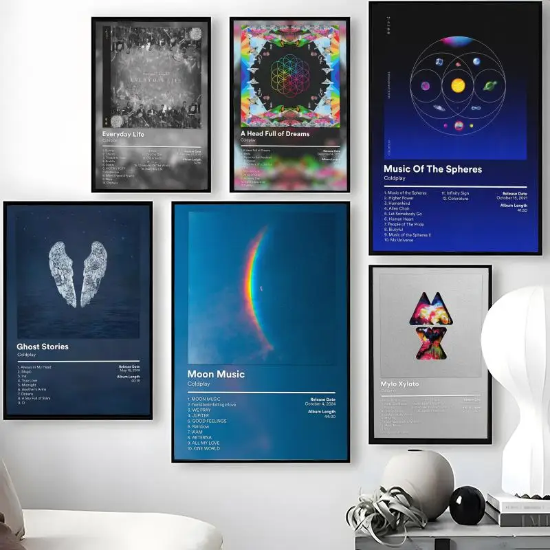Singer C-Coldplay Poster Waterproof Self-Stick Wall Art Stickers, Removable Wall Decor for Living Room and Bedroom