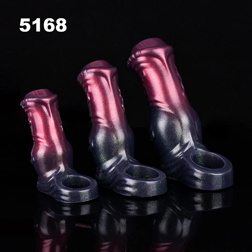 YOCY Silicone Penis Cover Three Size S,M,L Open-ended Animal Dildo Sleeve Penis Texture Massager Sex Toy For Men