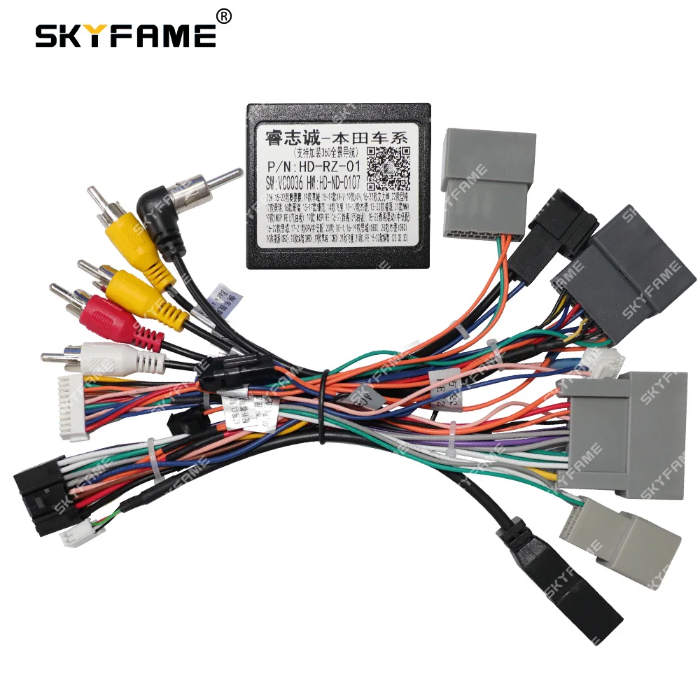 

SKYFAME 16Pin Car Wiring Harness Adapter Canbus Box Decoder Android Radio Power Cable For Honda Vezel Jaed XRV HRV H-RV