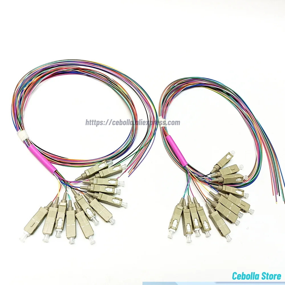 5pcs/lot 12 Colors SC/UPC-Multimode 50/125-OM4-0.9mm 1m Optical Fiber Pigtail Optical Fiber Cable FTTH
