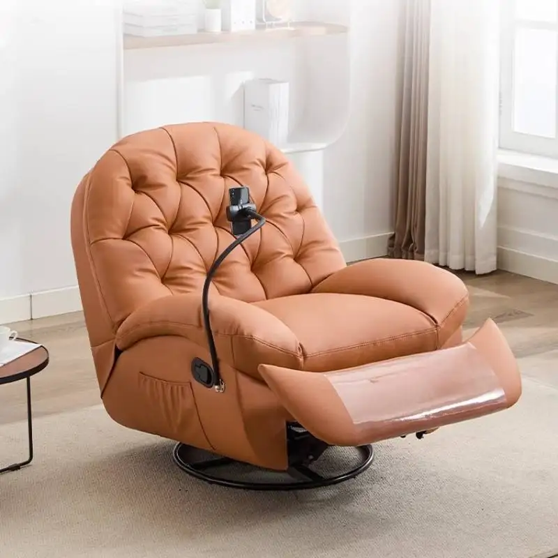 โซฟาปรับเอนไฟฟ้าขนาดเล็กสีเบจ โซฟาปรับเอนไฟฟ้ามัลติฟังก์ชั่นสไตล์มินิมอล โซฟาปรับเอนไฟฟ้าพร้อมระบบนวด เฟอร์นิเจอร์หรูหราสำหรับห้องนั่งเล่น