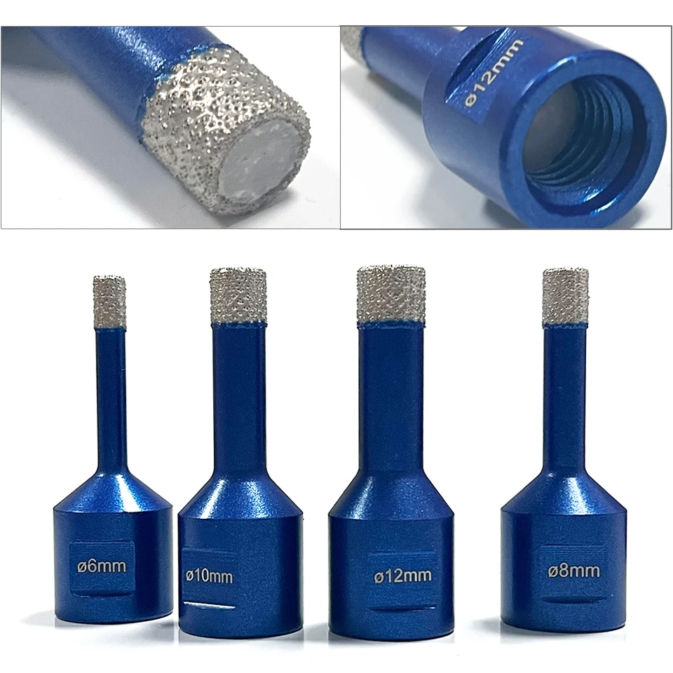 M14 Thread Diamond Coated Drill Bit Tile Marble Glass Ceramic Hole Saw Dry Drill Diamond Core Bit 4PCS 6mm 8mm 10mm 12mm