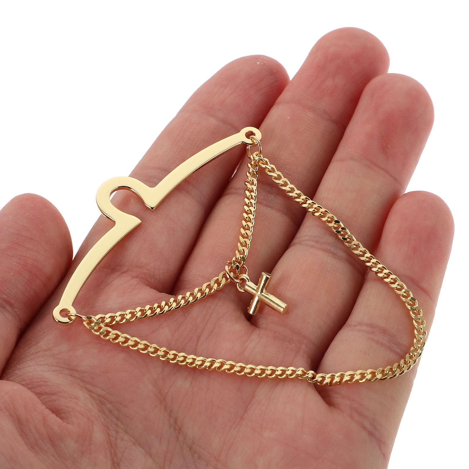 

2Pcs Cross Tie Clip Copper Metal Chain Necktie Accessories Business Wedding Formal Suit Tie Clip Copper Collar Pin Clips